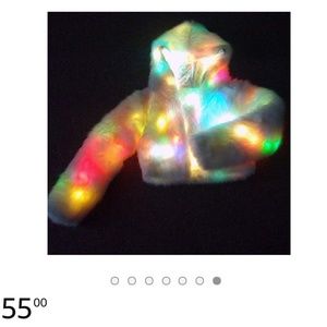 Color Flashing LED Faux Womens Fur Coat Warm Hoodi